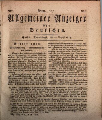 Allgemeiner Anzeiger der Deutschen Donnerstag 27. August 1818