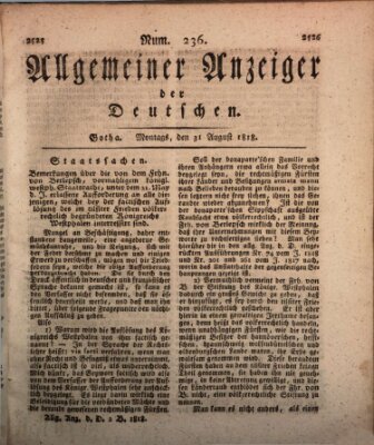 Allgemeiner Anzeiger der Deutschen Montag 31. August 1818