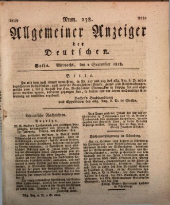 Allgemeiner Anzeiger der Deutschen Mittwoch 2. September 1818