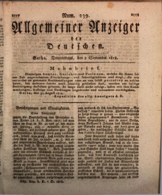 Allgemeiner Anzeiger der Deutschen Donnerstag 3. September 1818