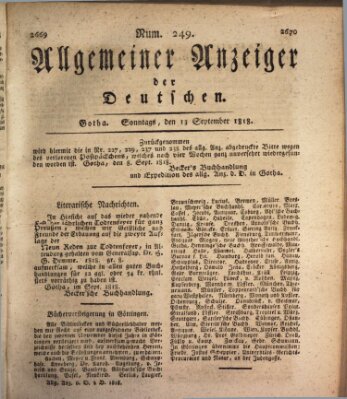 Allgemeiner Anzeiger der Deutschen Sonntag 13. September 1818