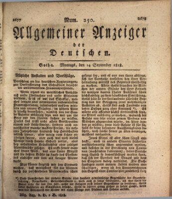 Allgemeiner Anzeiger der Deutschen Montag 14. September 1818