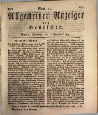 Allgemeiner Anzeiger der Deutschen Dienstag 15. September 1818