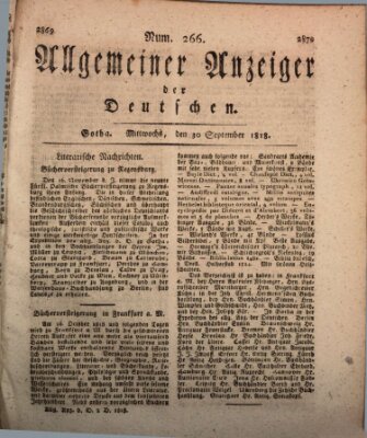 Allgemeiner Anzeiger der Deutschen Mittwoch 30. September 1818