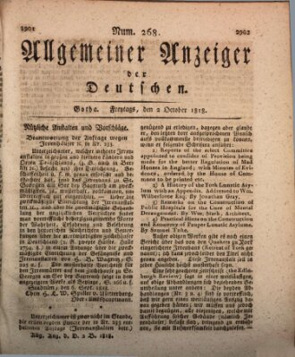 Allgemeiner Anzeiger der Deutschen Freitag 2. Oktober 1818