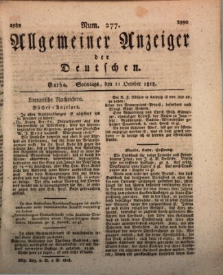 Allgemeiner Anzeiger der Deutschen Sonntag 11. Oktober 1818