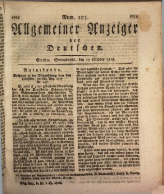 Allgemeiner Anzeiger der Deutschen Samstag 17. Oktober 1818