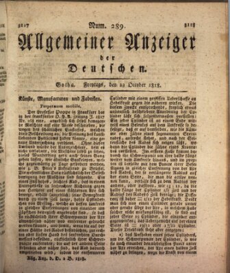 Allgemeiner Anzeiger der Deutschen Freitag 23. Oktober 1818