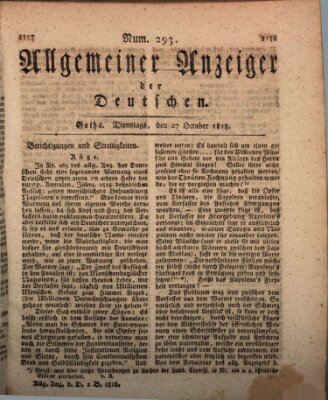 Allgemeiner Anzeiger der Deutschen Dienstag 27. Oktober 1818