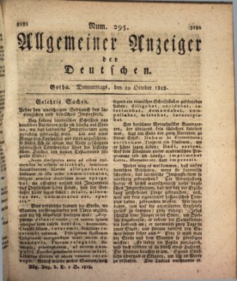 Allgemeiner Anzeiger der Deutschen Donnerstag 29. Oktober 1818