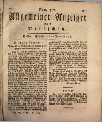 Allgemeiner Anzeiger der Deutschen Freitag 20. November 1818