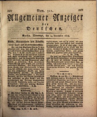 Allgemeiner Anzeiger der Deutschen Dienstag 24. November 1818