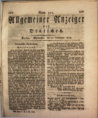 Allgemeiner Anzeiger der Deutschen Mittwoch 25. November 1818