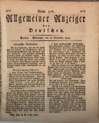 Allgemeiner Anzeiger der Deutschen Sonntag 29. November 1818