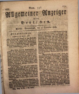 Allgemeiner Anzeiger der Deutschen Donnerstag 10. Dezember 1818