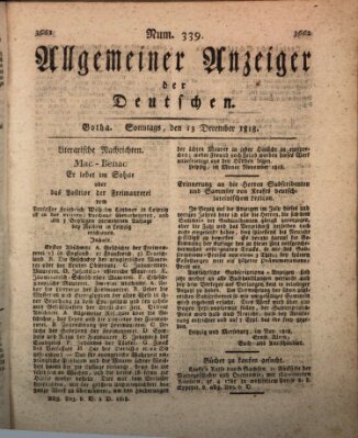 Allgemeiner Anzeiger der Deutschen Sonntag 13. Dezember 1818