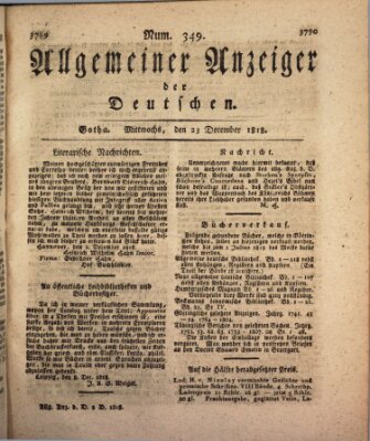 Allgemeiner Anzeiger der Deutschen Mittwoch 23. Dezember 1818