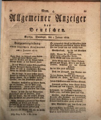 Allgemeiner Anzeiger der Deutschen Dienstag 5. Januar 1819