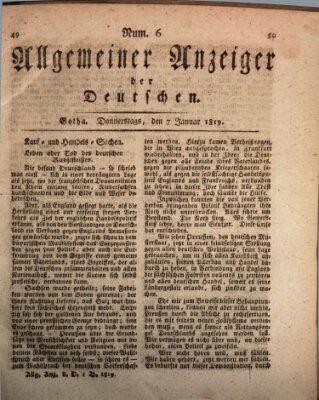 Allgemeiner Anzeiger der Deutschen Donnerstag 7. Januar 1819