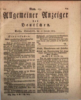 Allgemeiner Anzeiger der Deutschen Samstag 16. Januar 1819