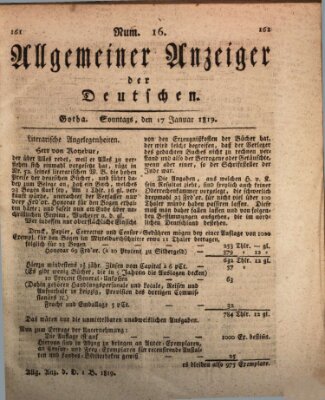 Allgemeiner Anzeiger der Deutschen Sonntag 17. Januar 1819