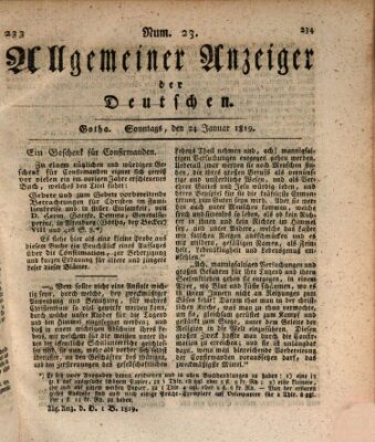 Allgemeiner Anzeiger der Deutschen Sonntag 24. Januar 1819