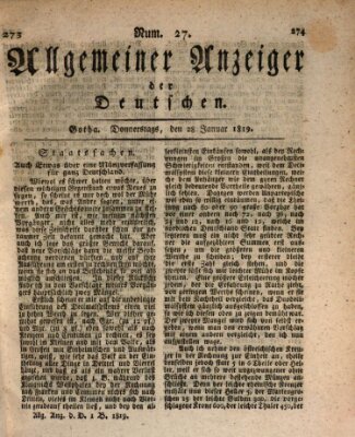 Allgemeiner Anzeiger der Deutschen Donnerstag 28. Januar 1819