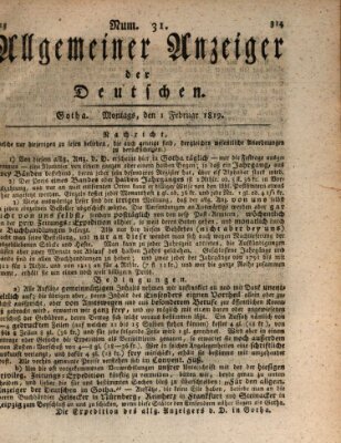 Allgemeiner Anzeiger der Deutschen Montag 1. Februar 1819