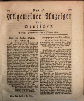 Allgemeiner Anzeiger der Deutschen Samstag 6. Februar 1819