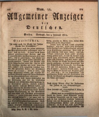 Allgemeiner Anzeiger der Deutschen Montag 8. Februar 1819