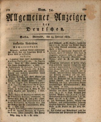 Allgemeiner Anzeiger der Deutschen Mittwoch 24. Februar 1819