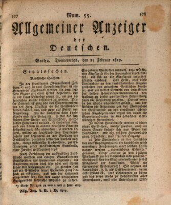 Allgemeiner Anzeiger der Deutschen Donnerstag 25. Februar 1819