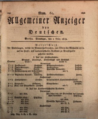 Allgemeiner Anzeiger der Deutschen Dienstag 2. März 1819