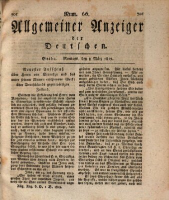 Allgemeiner Anzeiger der Deutschen Montag 8. März 1819