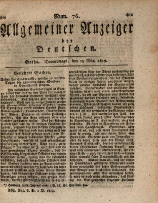 Allgemeiner Anzeiger der Deutschen Donnerstag 18. März 1819