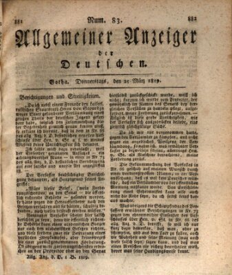 Allgemeiner Anzeiger der Deutschen Donnerstag 25. März 1819