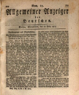 Allgemeiner Anzeiger der Deutschen Samstag 27. März 1819