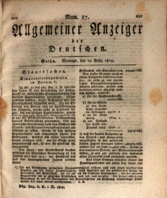 Allgemeiner Anzeiger der Deutschen Montag 29. März 1819