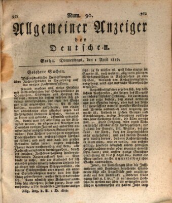 Allgemeiner Anzeiger der Deutschen Donnerstag 1. April 1819