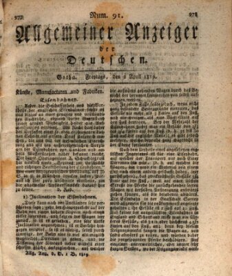 Allgemeiner Anzeiger der Deutschen Freitag 2. April 1819