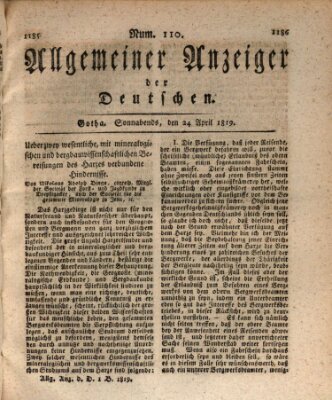 Allgemeiner Anzeiger der Deutschen Samstag 24. April 1819