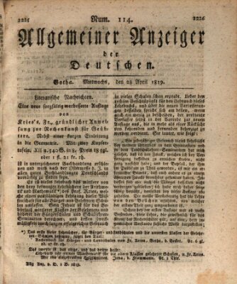 Allgemeiner Anzeiger der Deutschen Mittwoch 28. April 1819