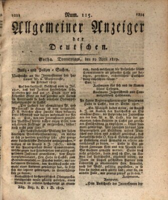 Allgemeiner Anzeiger der Deutschen Donnerstag 29. April 1819