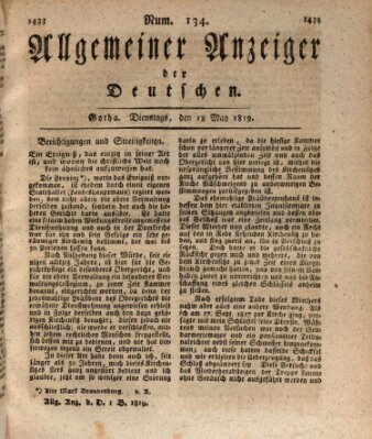 Allgemeiner Anzeiger der Deutschen Dienstag 18. Mai 1819