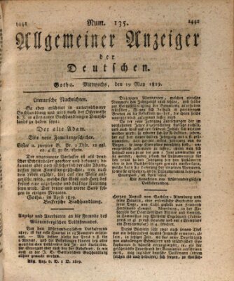 Allgemeiner Anzeiger der Deutschen Mittwoch 19. Mai 1819