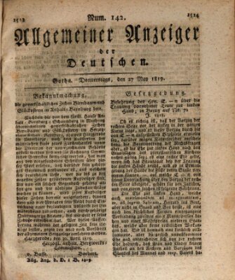 Allgemeiner Anzeiger der Deutschen Donnerstag 27. Mai 1819