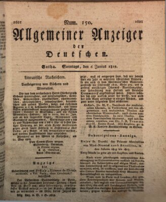 Allgemeiner Anzeiger der Deutschen Sonntag 6. Juni 1819