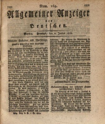 Allgemeiner Anzeiger der Deutschen Freitag 25. Juni 1819