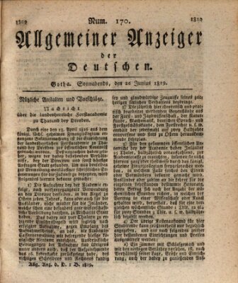 Allgemeiner Anzeiger der Deutschen Samstag 26. Juni 1819