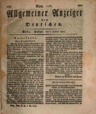 Allgemeiner Anzeiger der Deutschen Freitag 2. Juli 1819